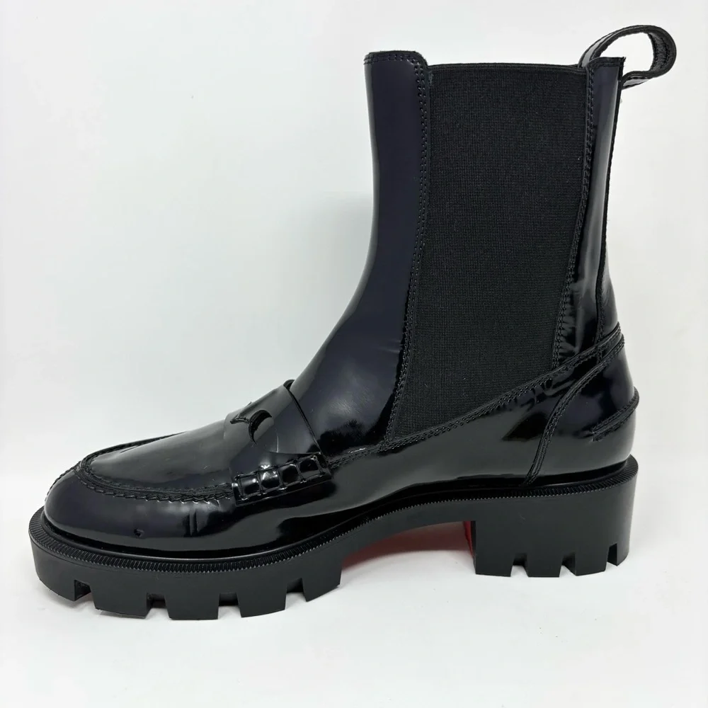 Christian Louboutin Montezu Chelsea Boots Black Brushed Leather Size 37 (US 7)